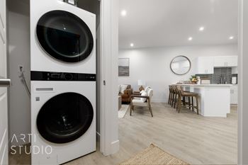 Laundry room and kitchen view